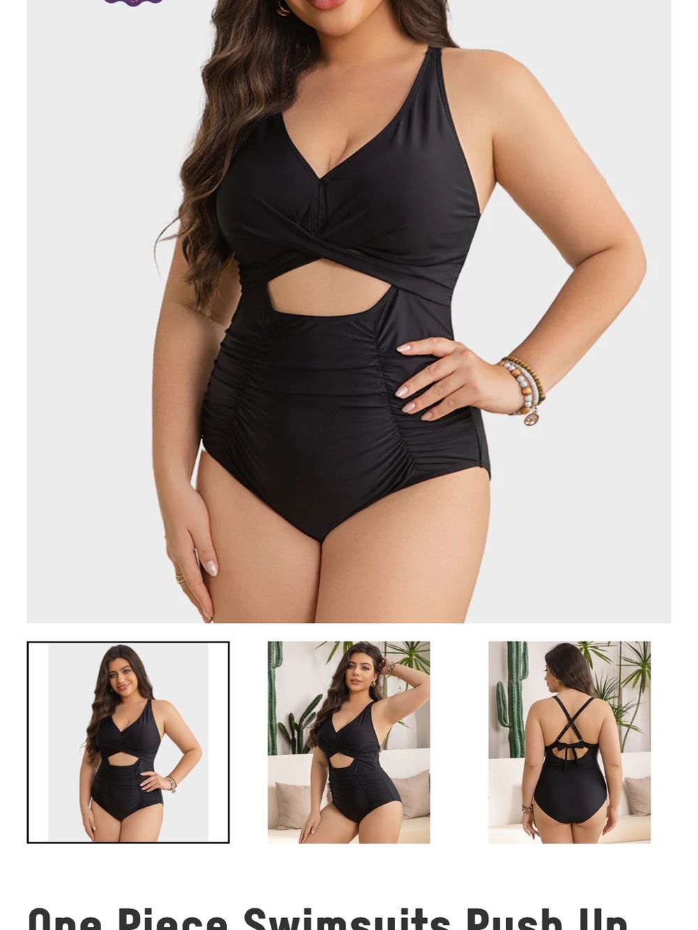 Black Cutout One-Piece Swimsuit — Plus Size